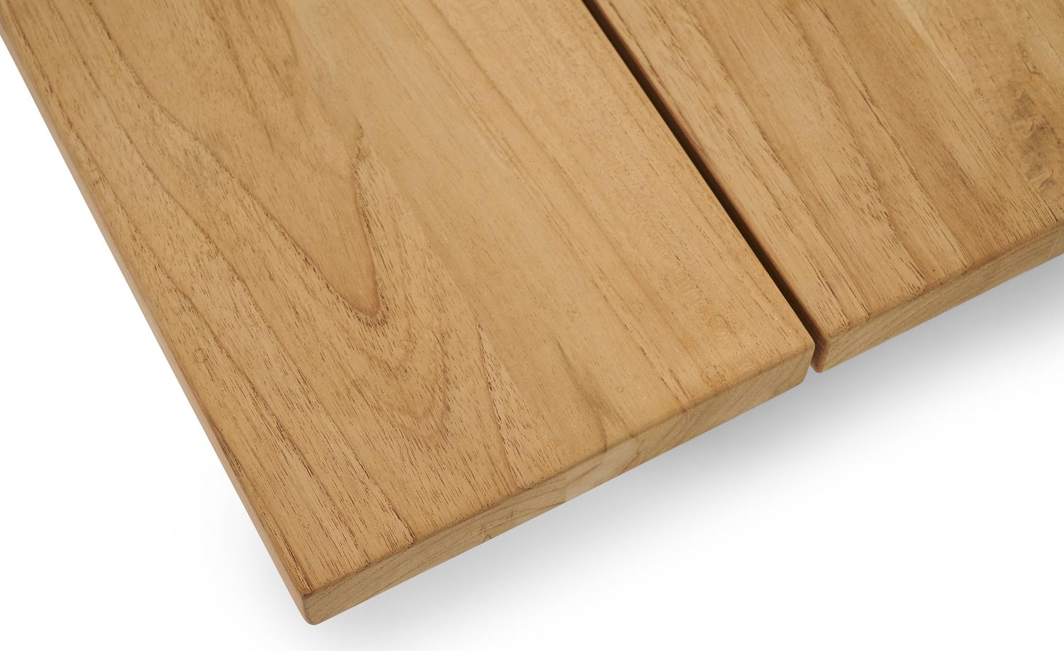 Pagino loungetafel / poef in wit aluminium en naturel teak - L 79,5 x B 79,5 x H 21 cm