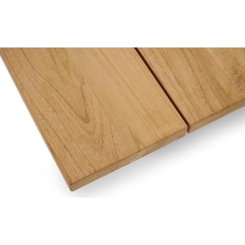 Pagino loungetafel / poef in wit aluminium en naturel teak - L 79,5 x B 79,5 x H 21 cm