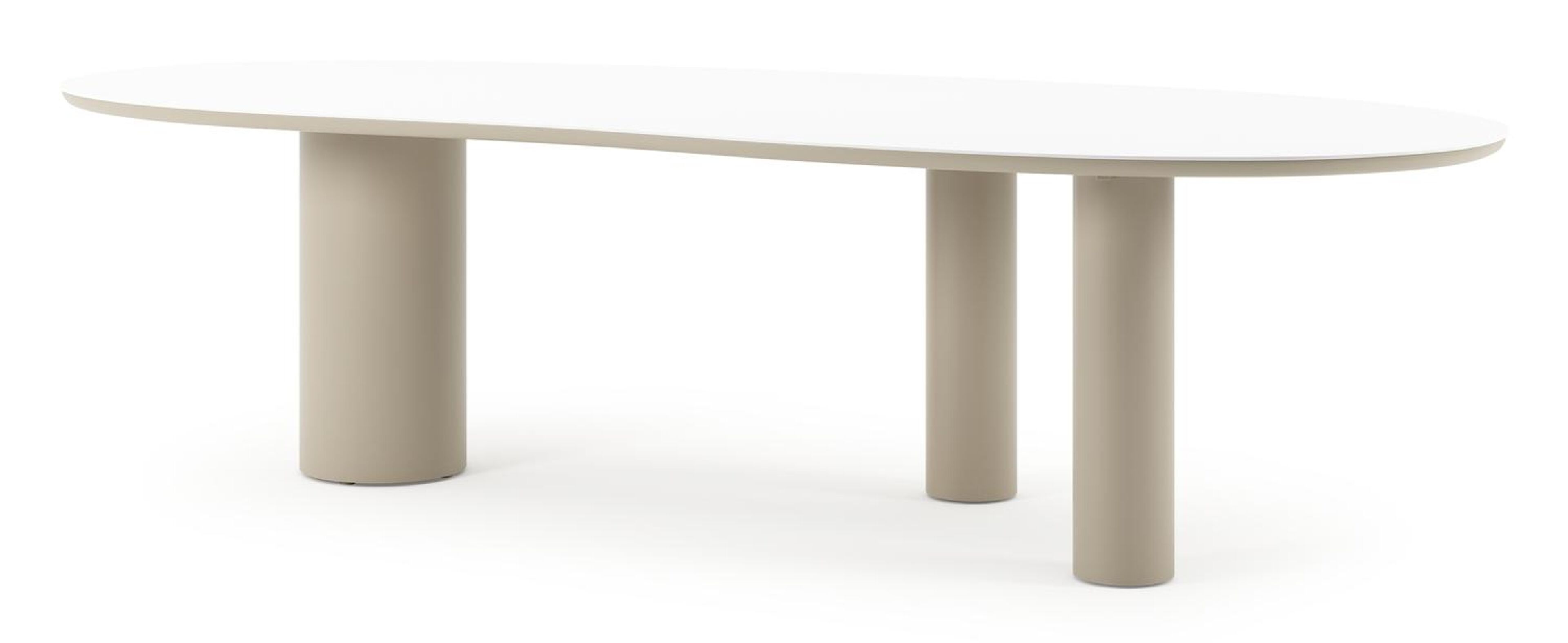 Organo tuintafel organisch in beige aluminium en volkeramiek Arctic White - L 280 x B 120 x H 74 cm