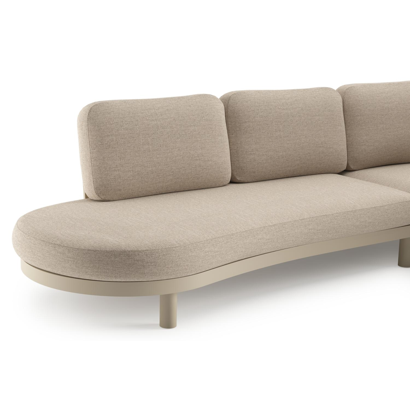 Salon de jardin d'angle Palma en aluminium beige et coussins en weather+ softtouch rustic