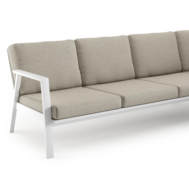 Avila loungehoek in wit aluminium met beige kussen