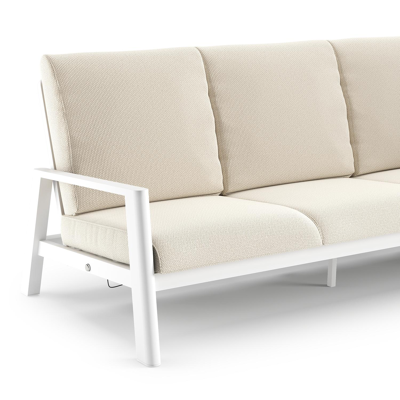 Salon de jardin Cirello en aluminium blanc et coussins en all weather cosytica althea off white