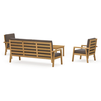 Salon de jardin Evora en acacia  avec coussins en polyester  et table de basse