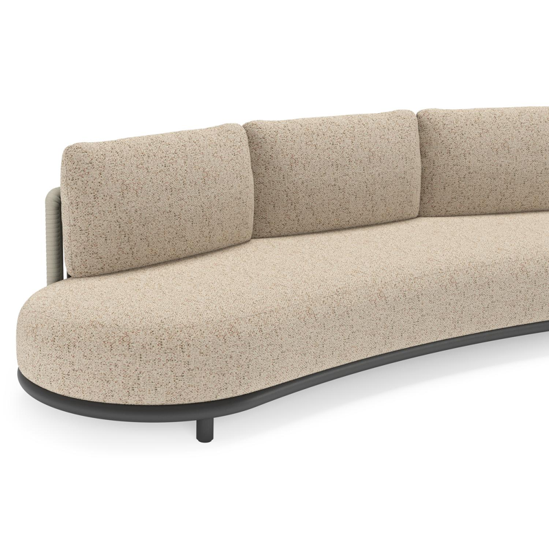 Lomano loungeset in zwart aluminium en beige verticaal geweven luxe vlakke rope met Bora Jungle all weather cosytica