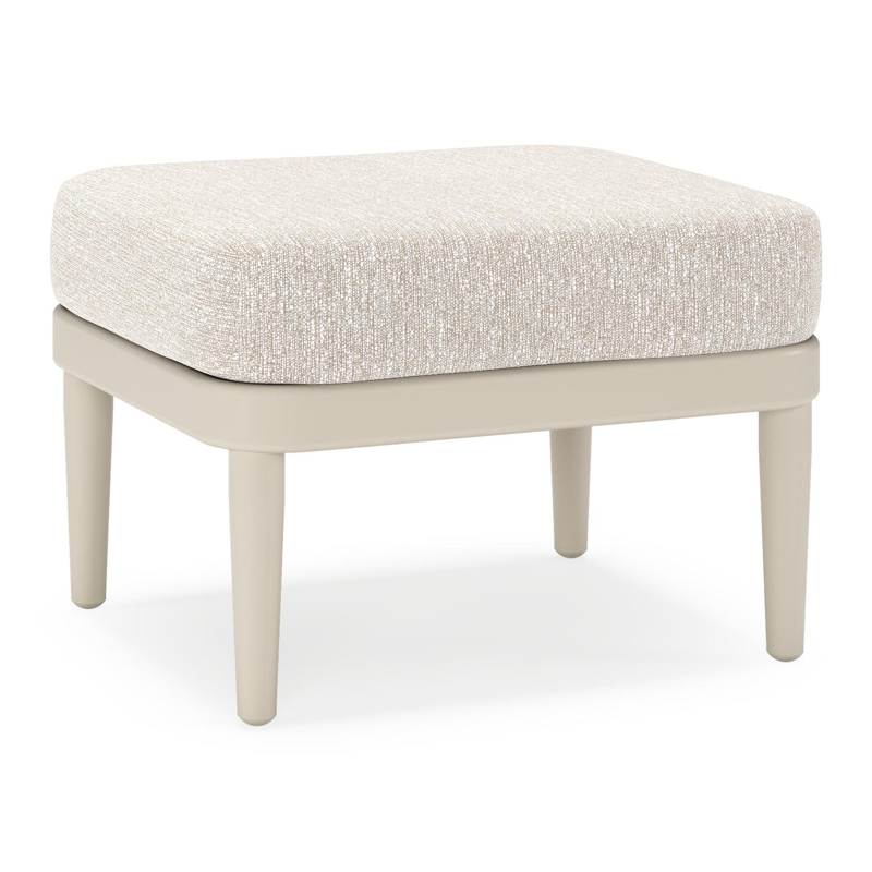 Pouf Orso en aluminium beige et coussins en all weather sunbrella® luxe Tundra Sand