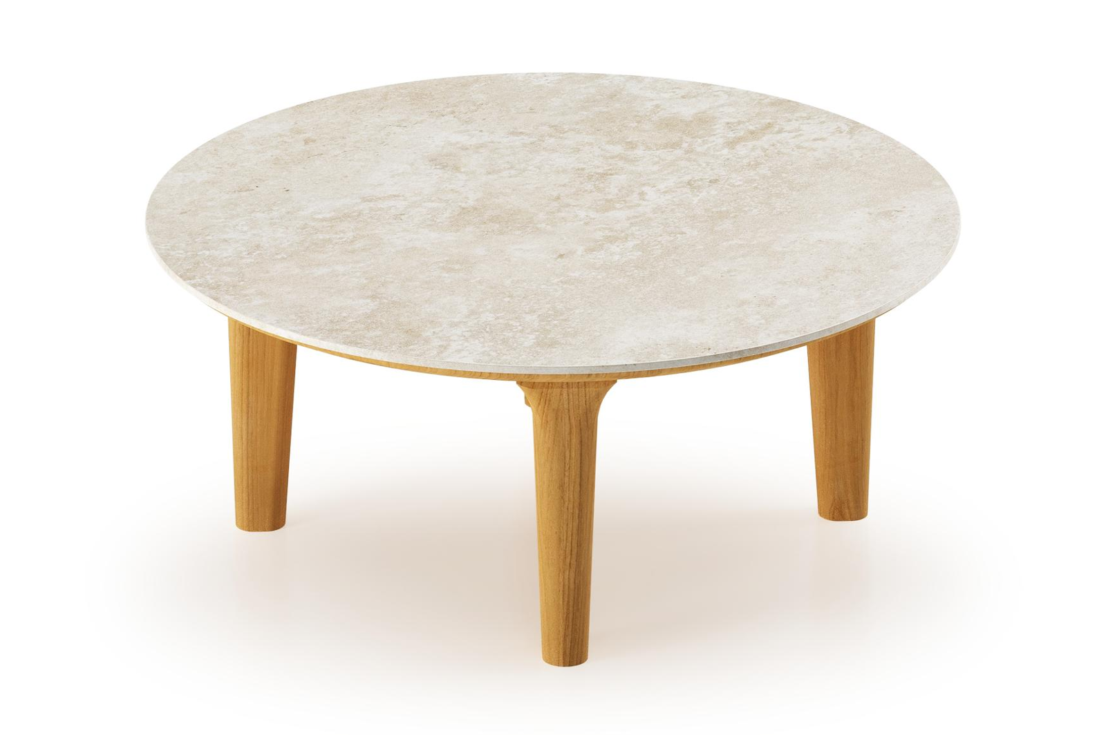 Bomero loungetafel in teak en volkeramiek Rapolano - Dia. 65 cm