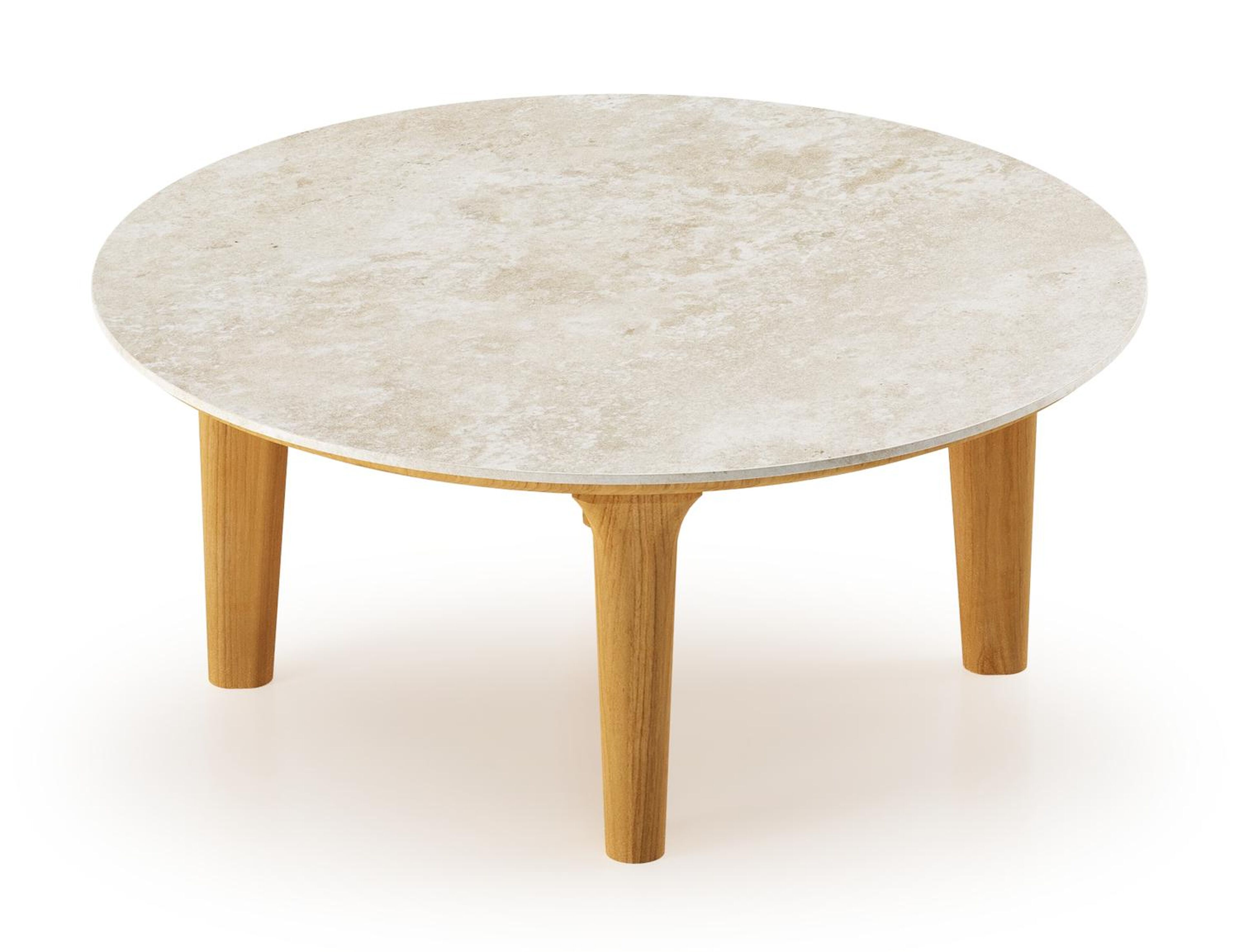 Bomero loungetafel in teak en volkeramiek Rapolano - Dia. 65 cm