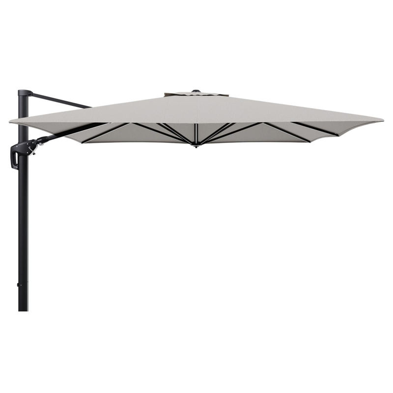 Parasol pendant Minore avec fonction tilt en aluminium noir et toile de parasol en All Weather Solica Firenze Sand  - Lg.1: 350 x Lg.2: 350 cm (sans pied de parasol