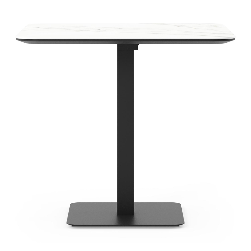 Fano kantelbare tuintafel afgerond vierkant in zwart aluminium en volkeramiek Calacatta - L 80 x B 80 x H 72.5 cm