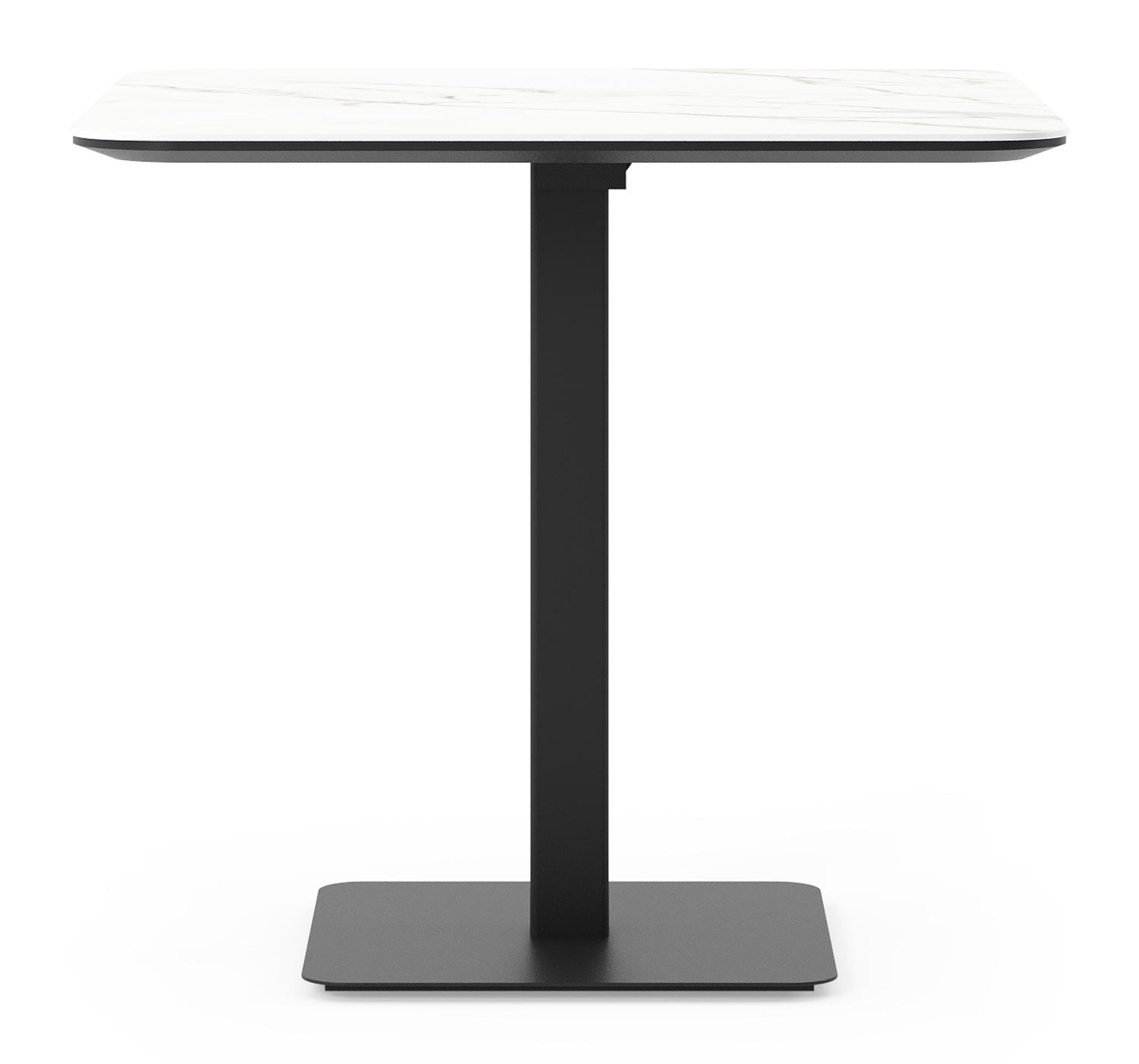 Fano kantelbare tuintafel afgerond vierkant in zwart aluminium en volkeramiek Calacatta - L 80 x B 80 x H 73 cm