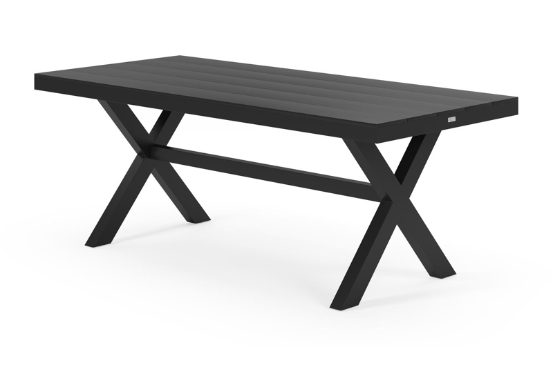 Bahia tuinset in zwart aluminium met 6 Paco tuinstoelen