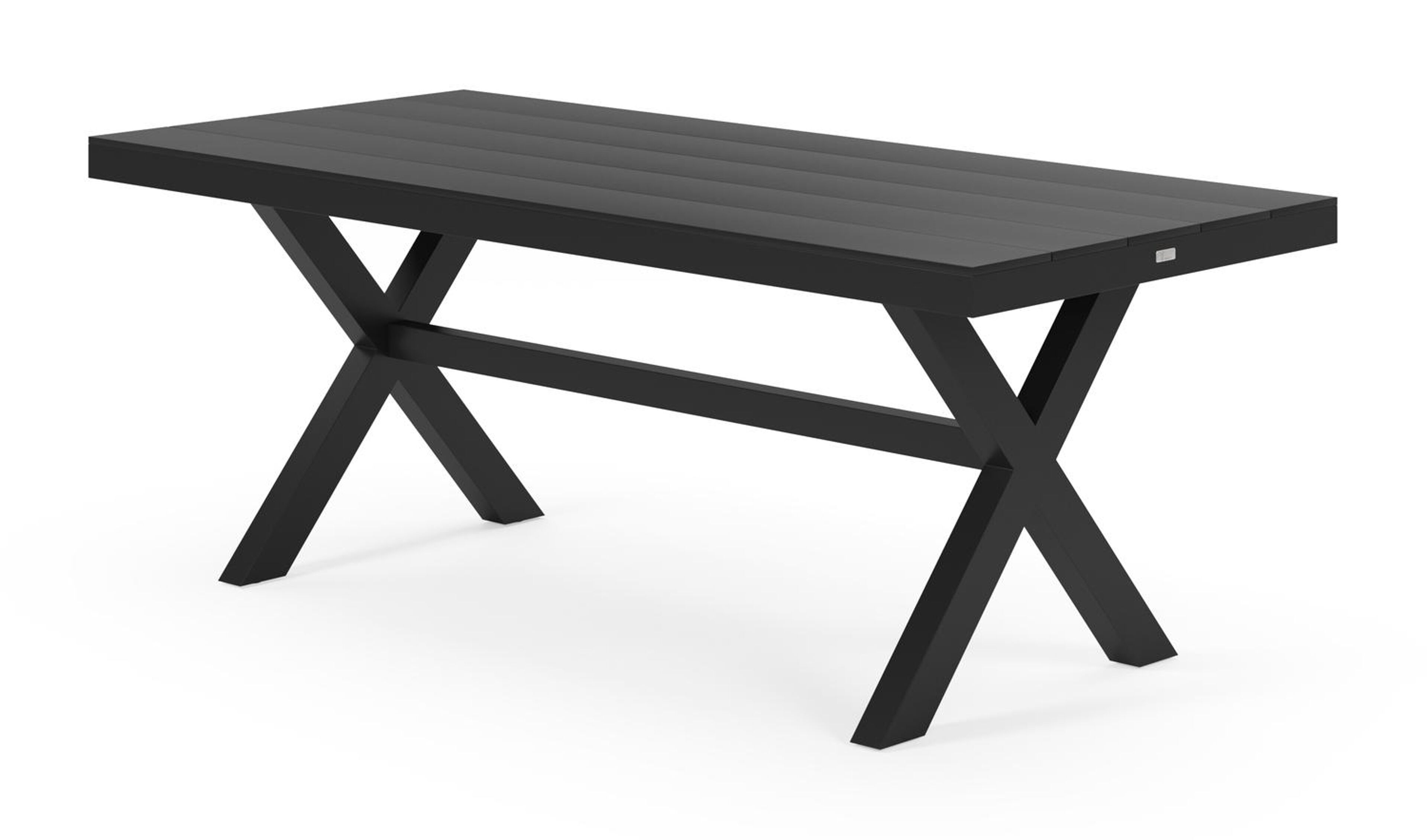 Table de jardin Bahia en aluminium noir - Lg 200 x Larg. 89 x H 75 cm