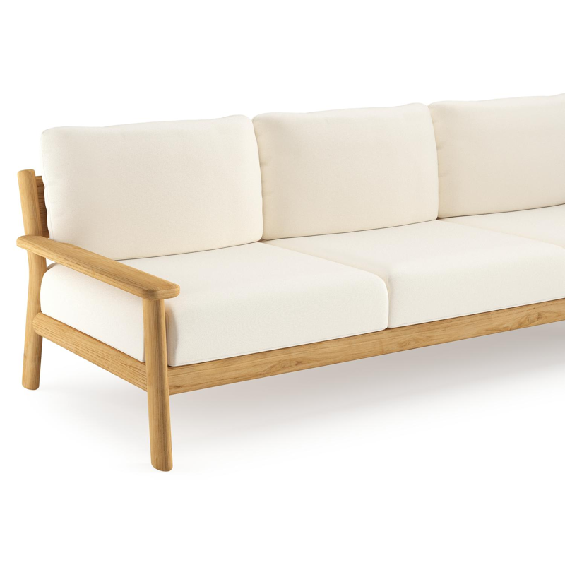 Amaro loungeset in teak met natte white all weather sunbrella® luxe kussen