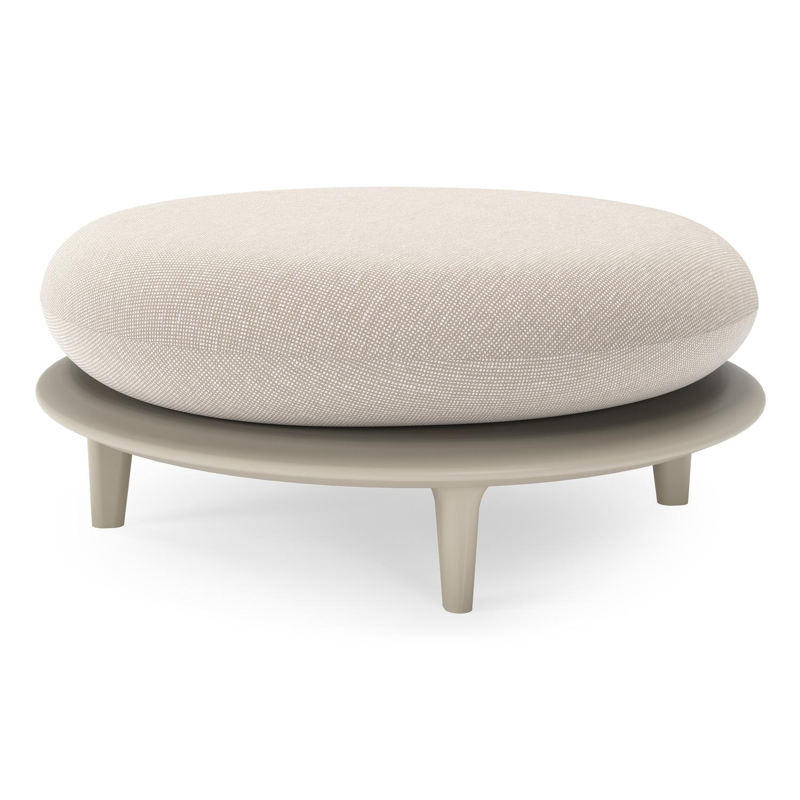 Bomero poef in beige aluminium met slow farafra all weather sunbrella® luxe kussen