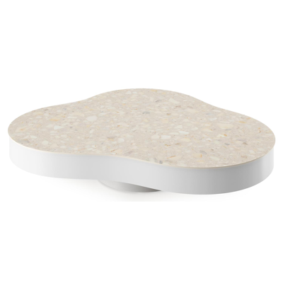 Lomano loungetafel in wit aluminium en volkeramiek Retrostone - L 131 x B 108 x H 8 cm