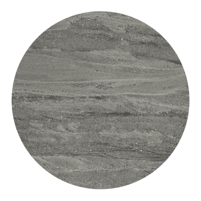 Fano low dining loungetafel rond in beige aluminium en volkeramiek Aspen Grey - Dia. 85 x H 55 cm