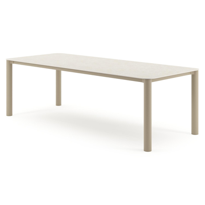 Orso tuintafel rechthoekig afgerond in beige aluminium en volkeramiek Shilin - L 240 x B 100 x H 74.5 cm