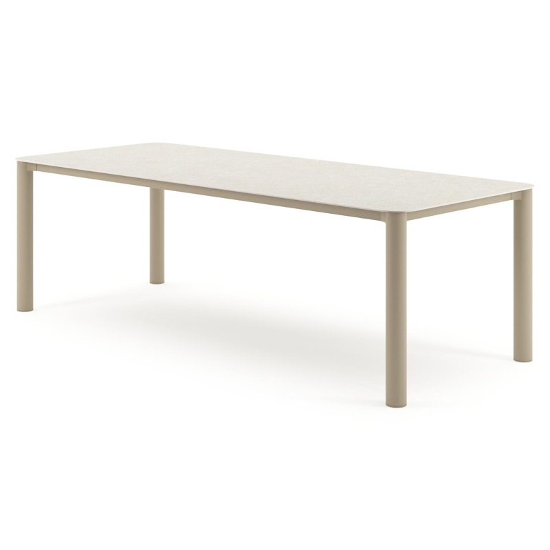 Orso tuintafel rechthoekig afgerond in beige aluminium en volkeramiek Shilin - L 240 x B 100 x H 74.5 cm