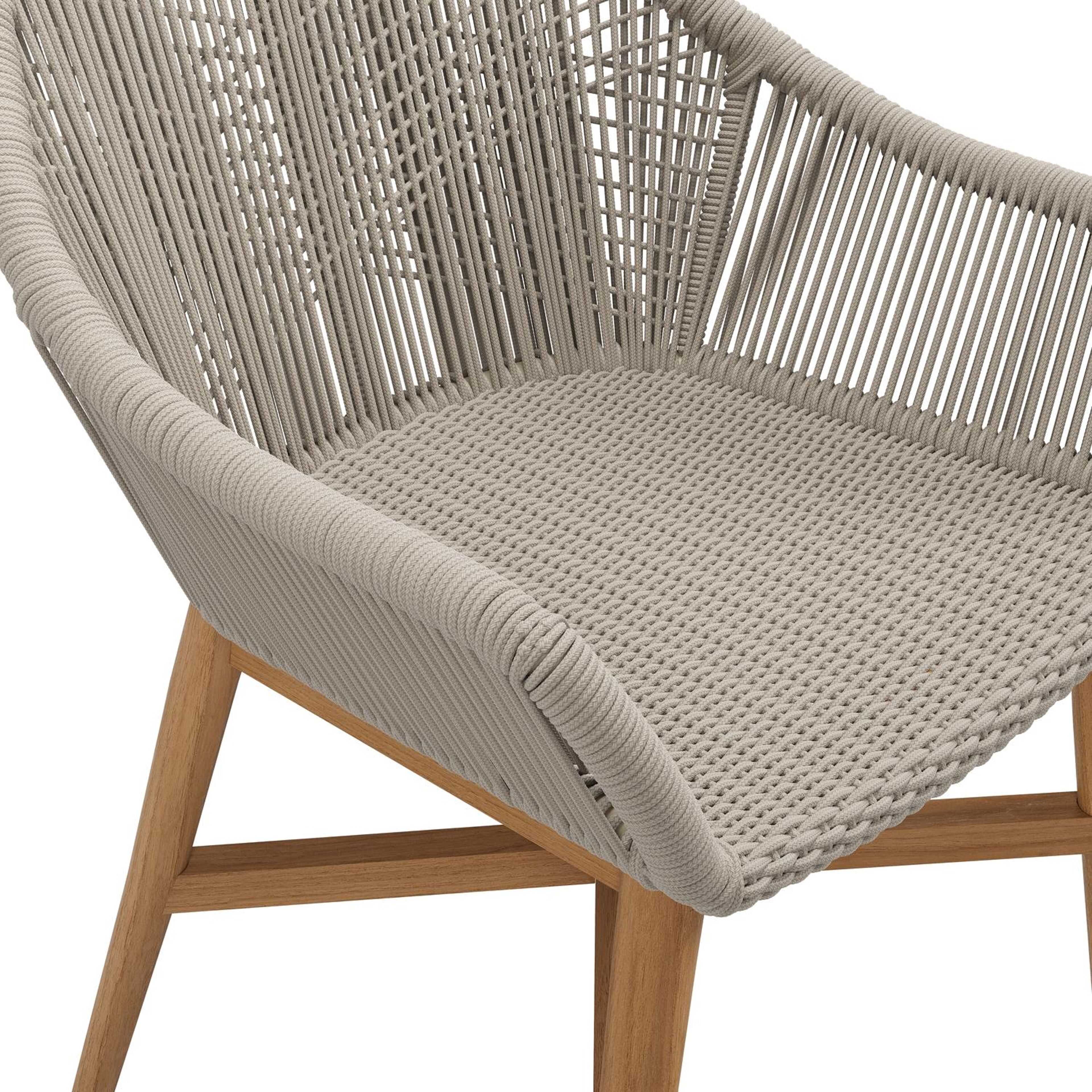 Borgo tuinstoel in teak en naturel verticaal geweven ronde rope 