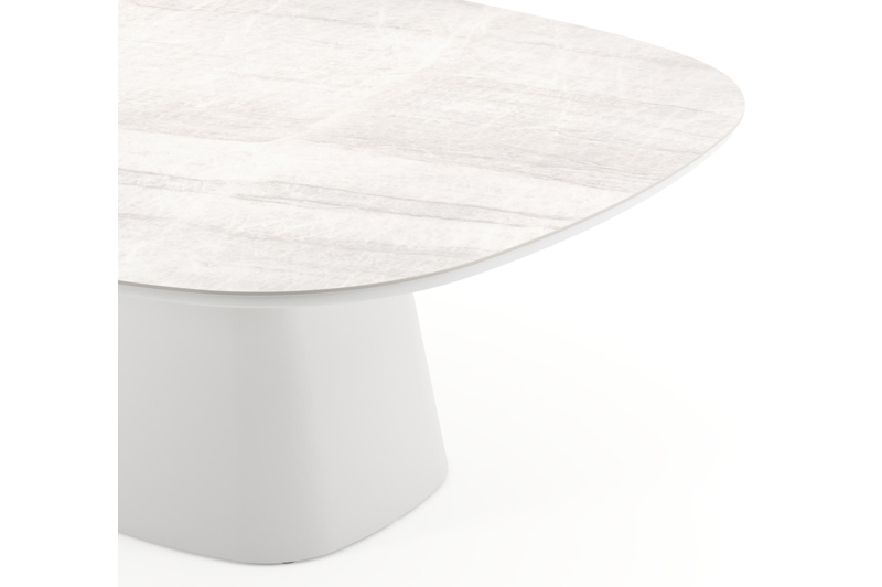 Amico tuintafel bombo xl in wit aluminium en volkeramiek Taj Mahal - L 210 x B 148 x H 73.5 cm