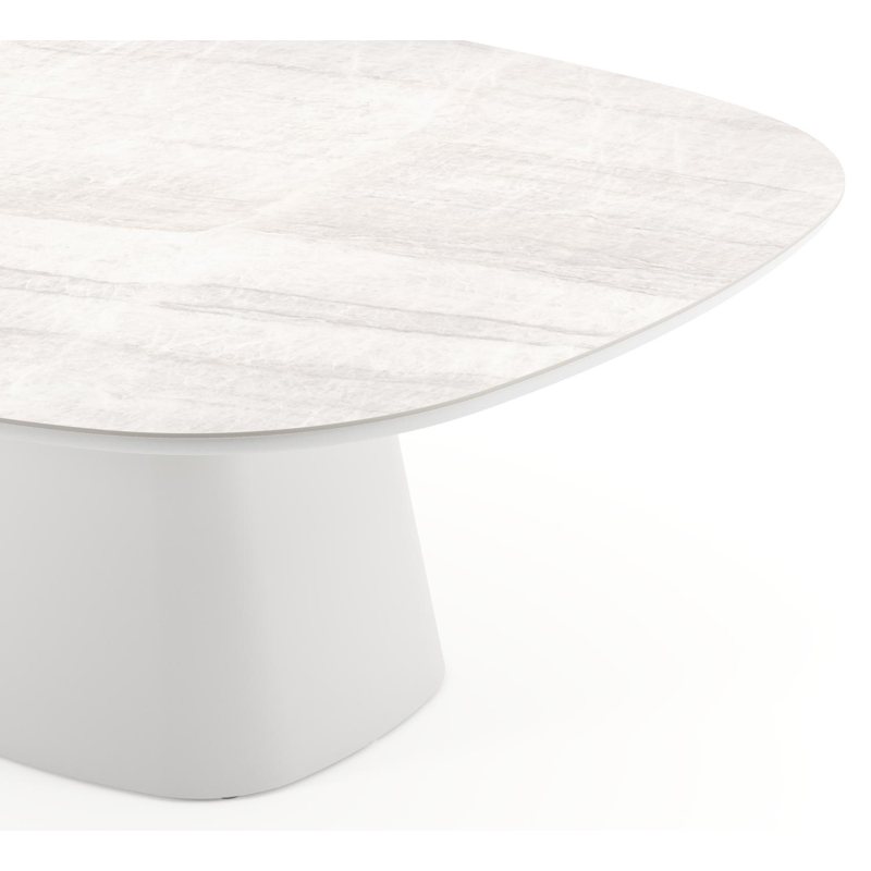 Amico tuintafel bombo xl in wit aluminium en volkeramiek Taj Mahal - L 210 x B 148 x H 73.5 cm