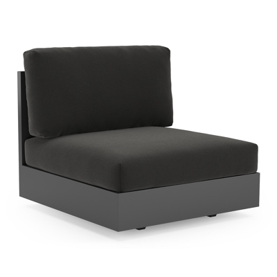 Como loungestoel in zwart aluminium met natte sooty all weather sunbrella® luxe kussen