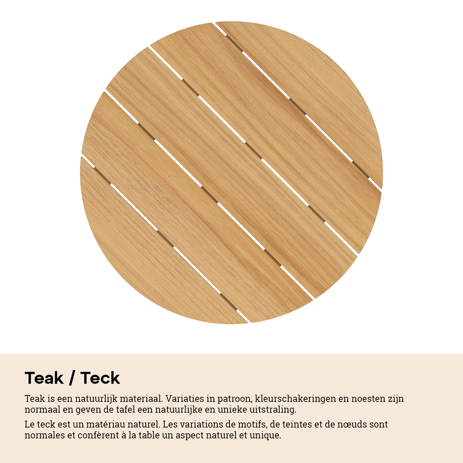 Fano low dining loungetafel in wit aluminium en teak  - Dia. 65 x H 55 cm