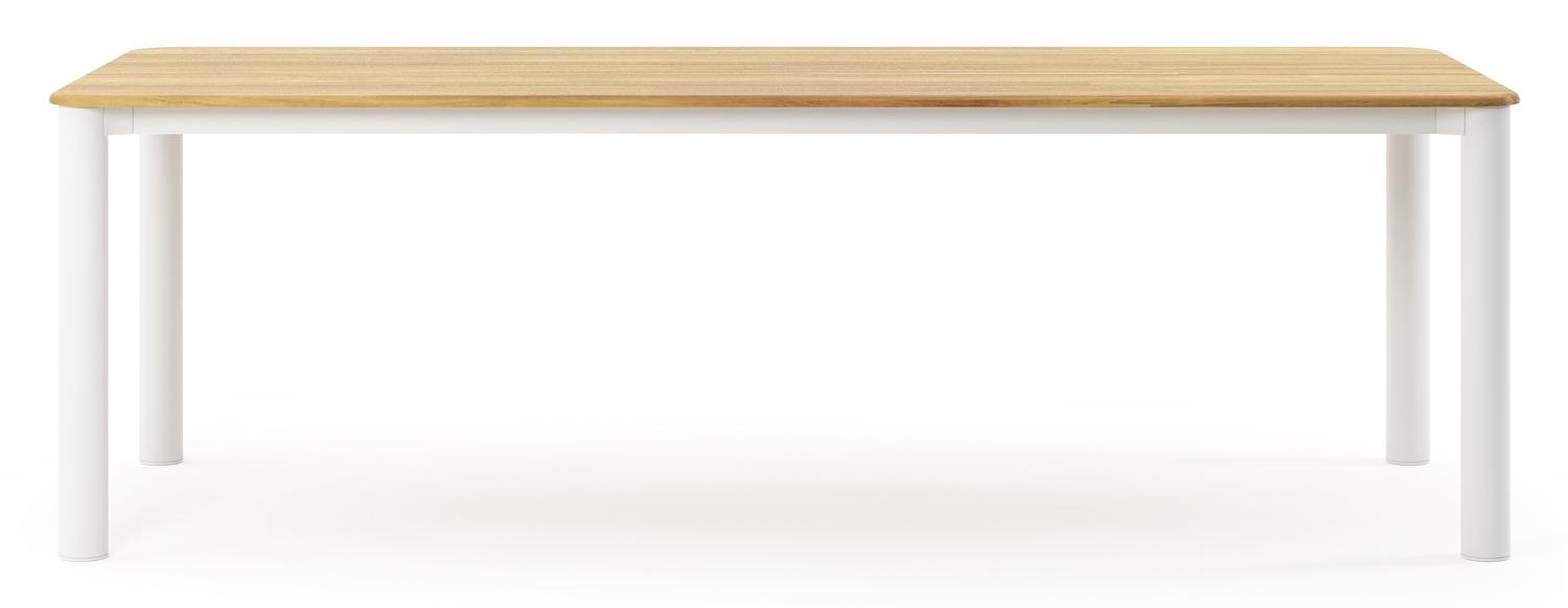 Orso tuintafel rechthoekig afgerond in wit aluminium en teak - L 240 x B 100 x H 73.5 cm