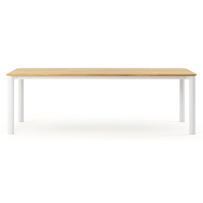 Orso tuintafel rechthoekig afgerond in wit aluminium en teak - L 240 x B 100 x H 73.5 cm
