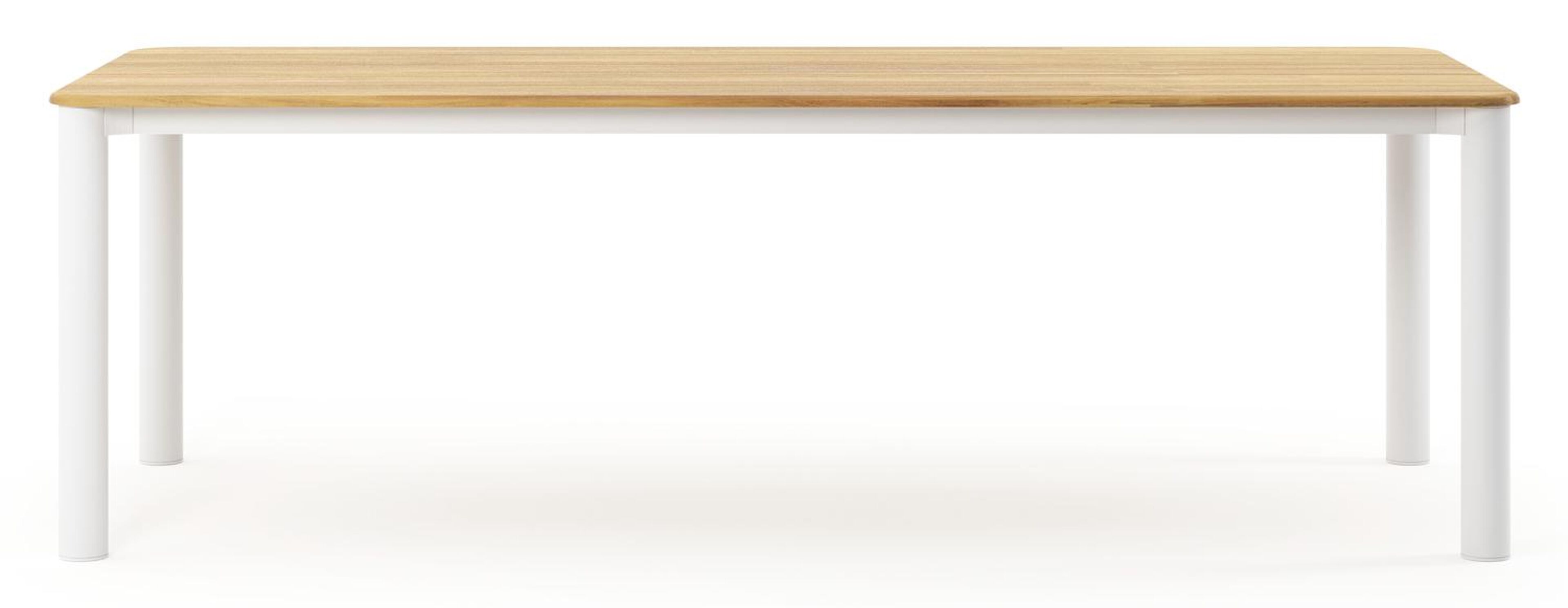 Orso tuintafel rechthoekig afgerond in wit aluminium en teak - L 240 x B 100 x H 73.5 cm