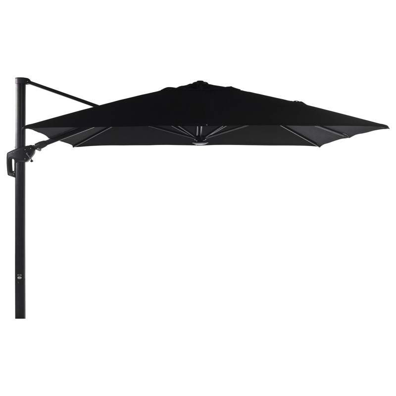 Minore zweefparasol met tiltfunctie in zwart aluminium met zwart sunbrella® premium parasoldoek - L1 350 x L2 350 cm (zonder voet)