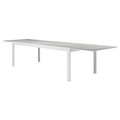 Como (Finato) verlengbare tuintafel in wit aluminium en volkeramiek grijs - L 240/360 x B 107 x H 76 cm