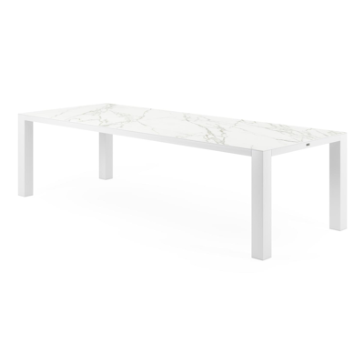 Nano tuintafel in wit aluminium en volkeramiek calacatta - L 280 x B 110 x H 75 cm