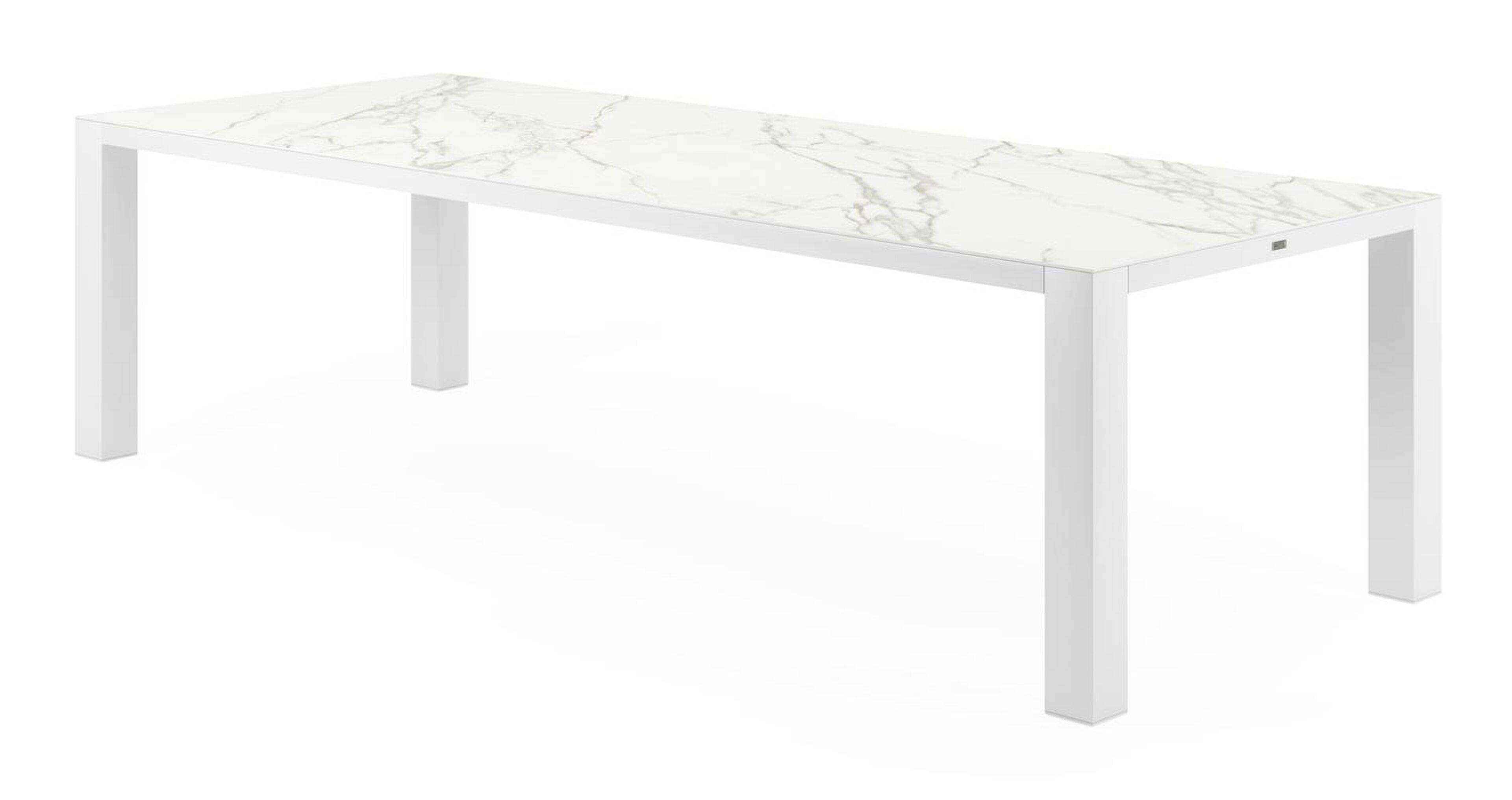 Nano tuintafel rechthoekig in wit aluminium en volkeramiek calacatta - L 280 x B 110 x H 75 cm