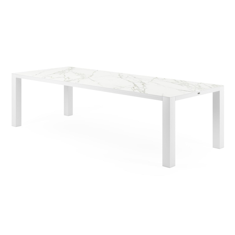 Nano tuintafel in wit aluminium en volkeramiek calacatta - L 280 x B 110 x H 75 cm