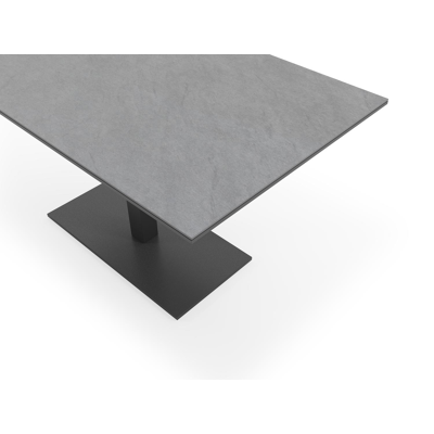 Table de jardin Piemonte inclinable en aluminium noir et céramique pleine basalt black - Lg 140 x Larg. 80 x H 74 cm