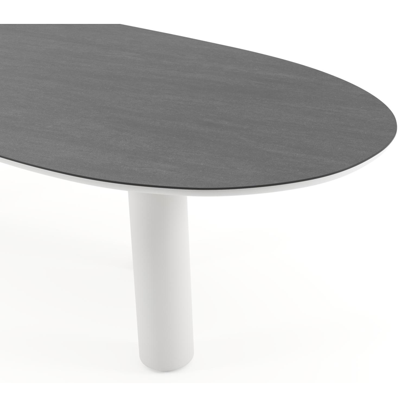 Amico tuintafel organisch in wit aluminium en volkeramiek Basalt Black - L 280 x B 120 x H 73.5 cm