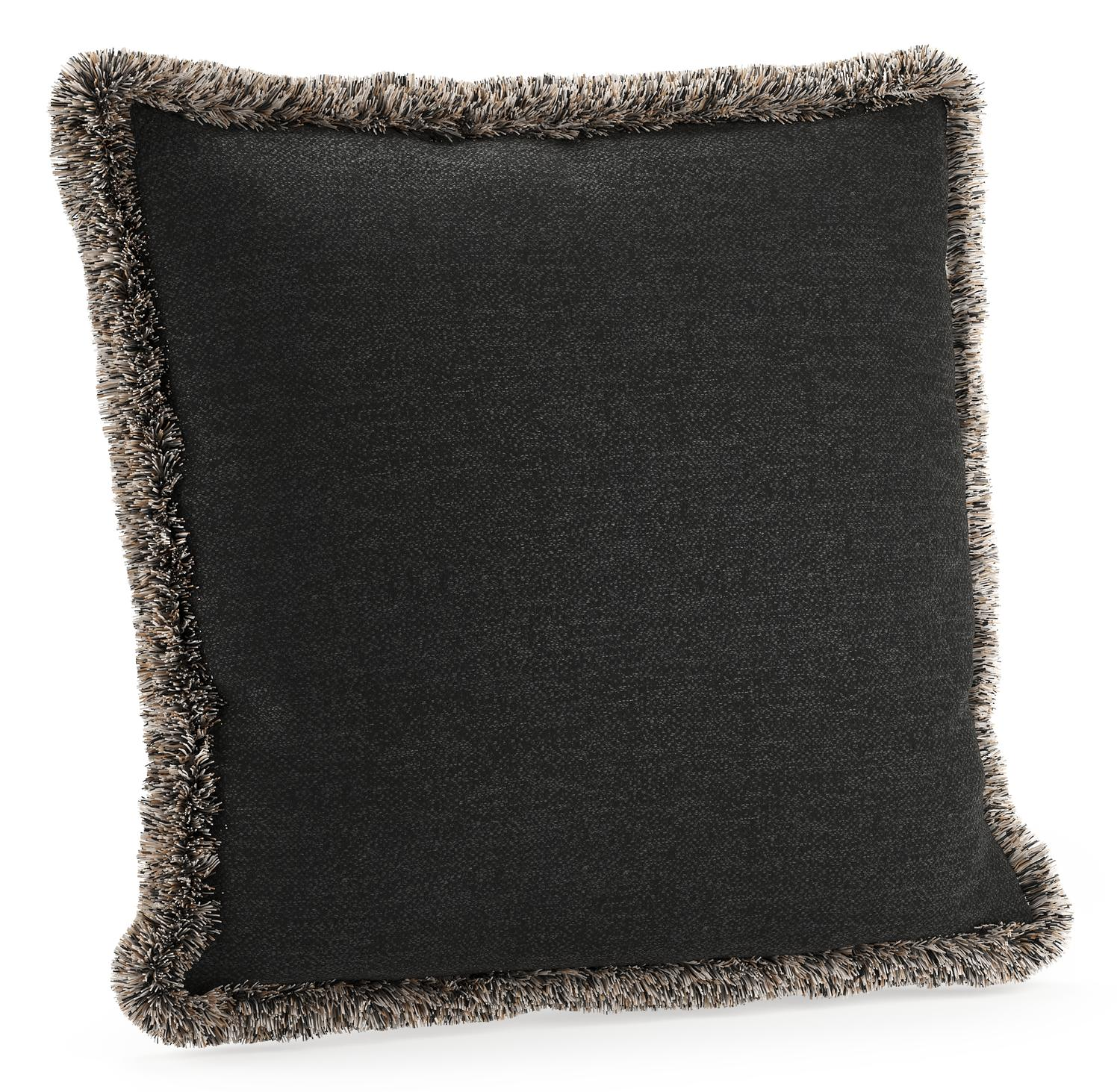 Sierkussen met franjes 45 x 45 cm in all weather sunbrella luxe chartres sooty