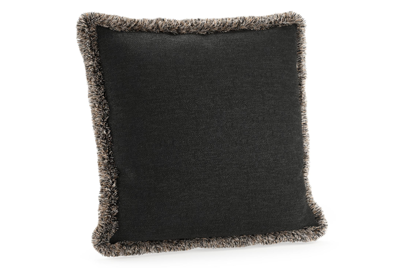 Sierkussen met franjes 45 x 45 cm in all weather sunbrella luxe chartres sooty