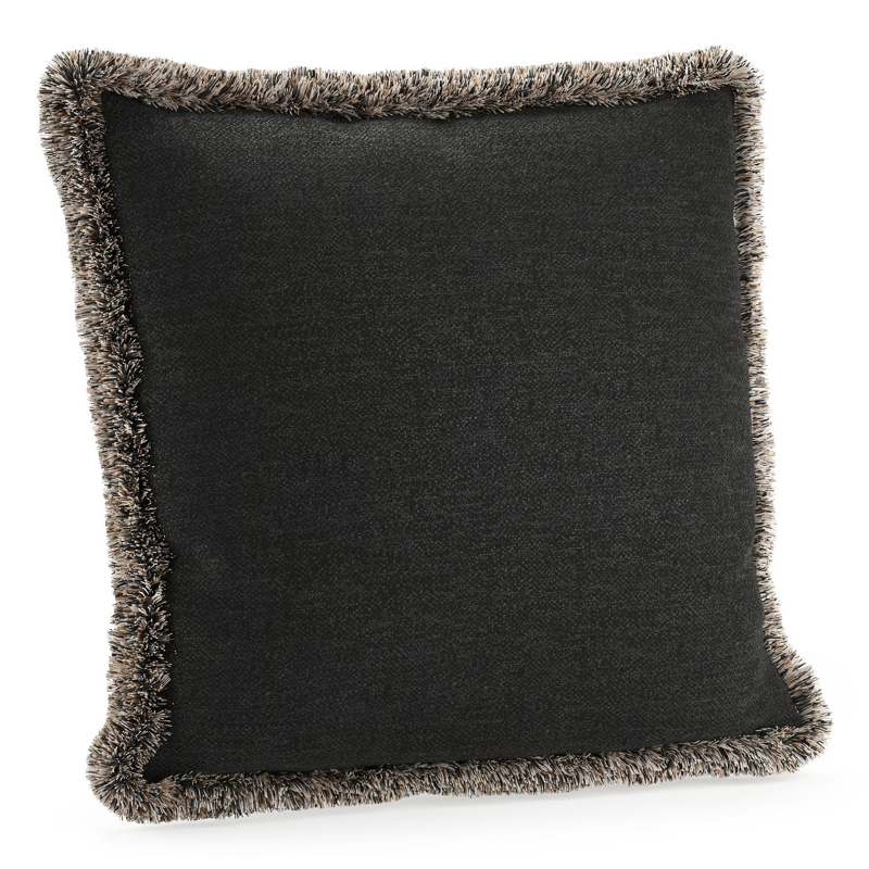 Sierkussen met franjes 45 x 45 cm in all weather sunbrella luxe chartres sooty