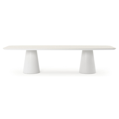 Donato tuintafel in wit aluminium en volkeramiek shilin - L 315 x B 115 x H 74 cm