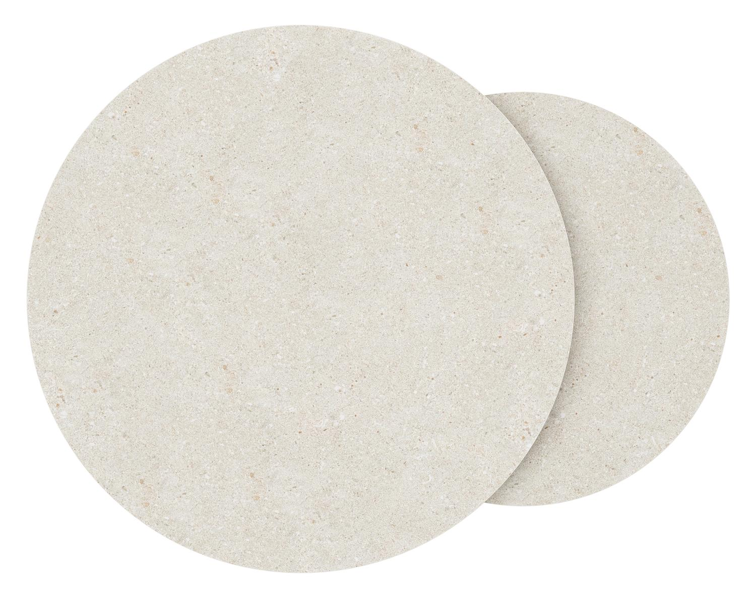 Ensemble de 2 tables d'appoint Fano ronde en aluminium beige et céramique pleine Shilin - Diam. 85 x Haut. 35 cm