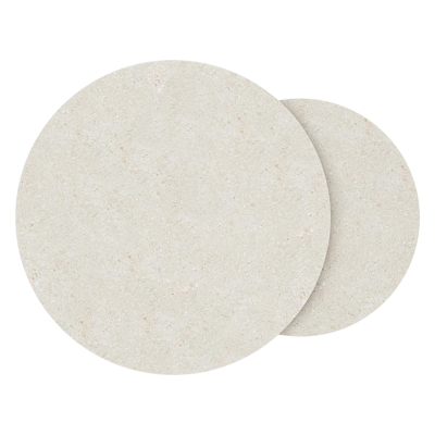 Fano set van 2 loungetafels rond in beige aluminium en volkeramiek Shilin - Dia. 85 x H 35 cm