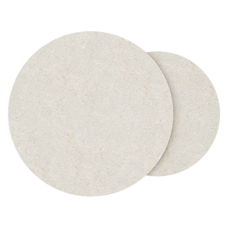 Fano set van 2 loungetafels rond in beige aluminium en volkeramiek Shilin - Dia. 85 x H 35 cm