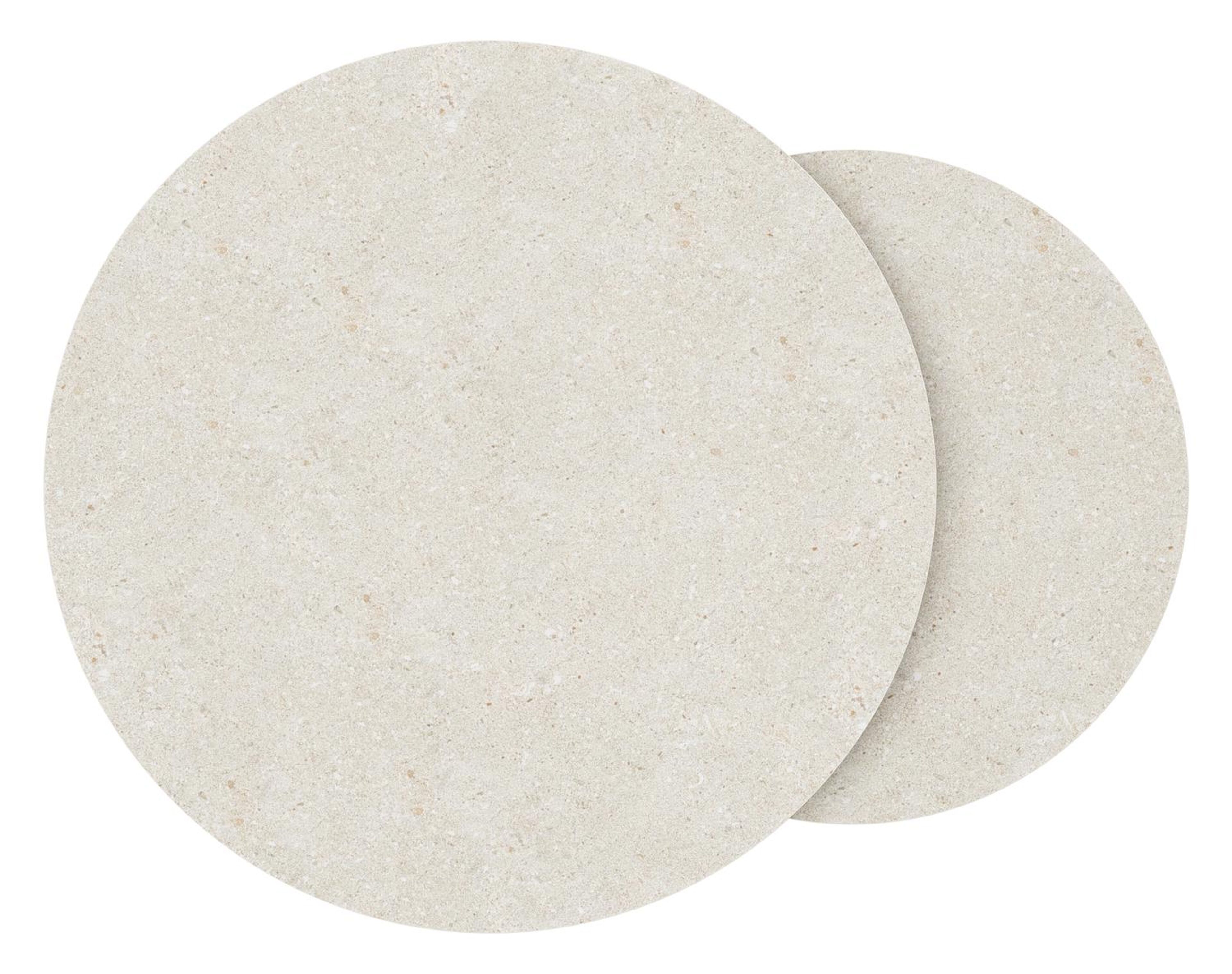 Fano set van 2 loungetafels rond in beige aluminium en volkeramiek Shilin - Dia. 85 x H 35 cm