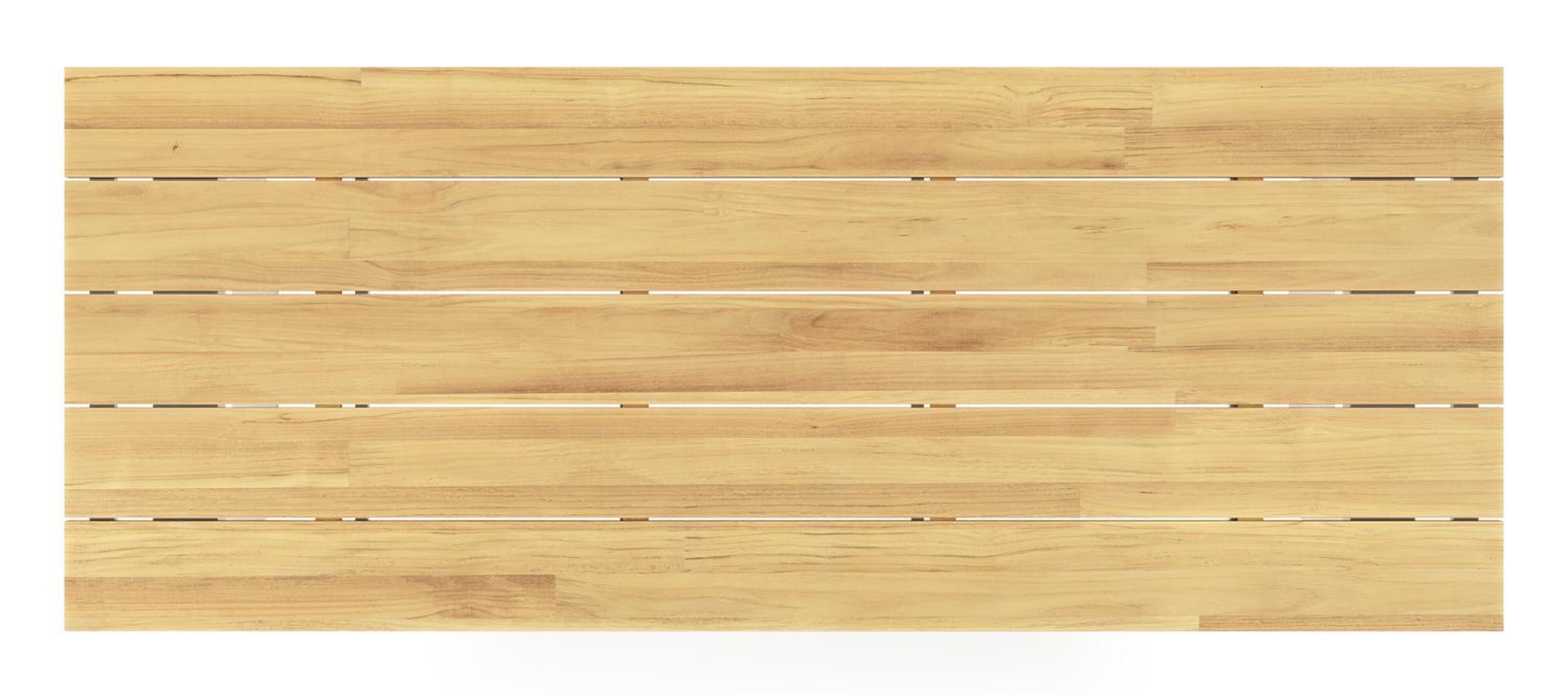 Table de jardin Pagino rectangulaire en aluminium blanc et teck - Lg, 280 x Lrg, 110 x Haut, 73,5 cm