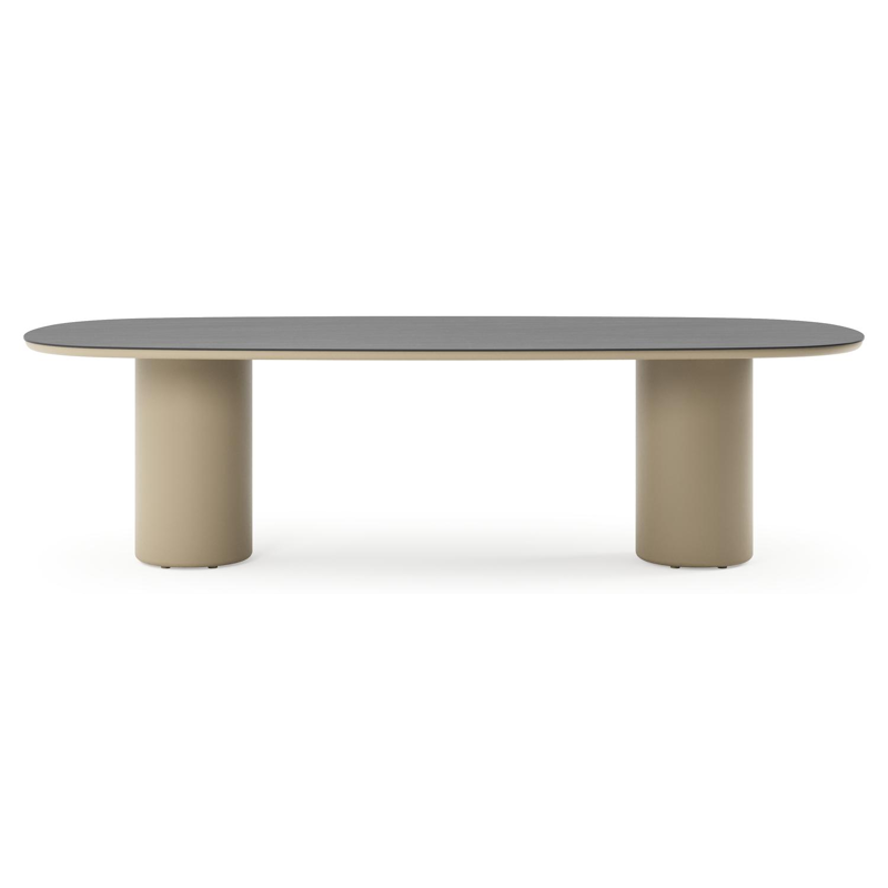 Amico tuintafel bombo in beige aluminium en volkeramiek Basalt Black - L 270 x B 125 x H 73.5 cm
