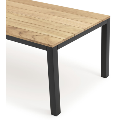 Capri tuintafel in zwart aluminium en teak - L 240 x B 100 x H 75,5 cm