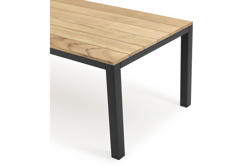 Capri tuintafel in zwart aluminium en teak - L 240 x B 100 x H 75,5 cm
