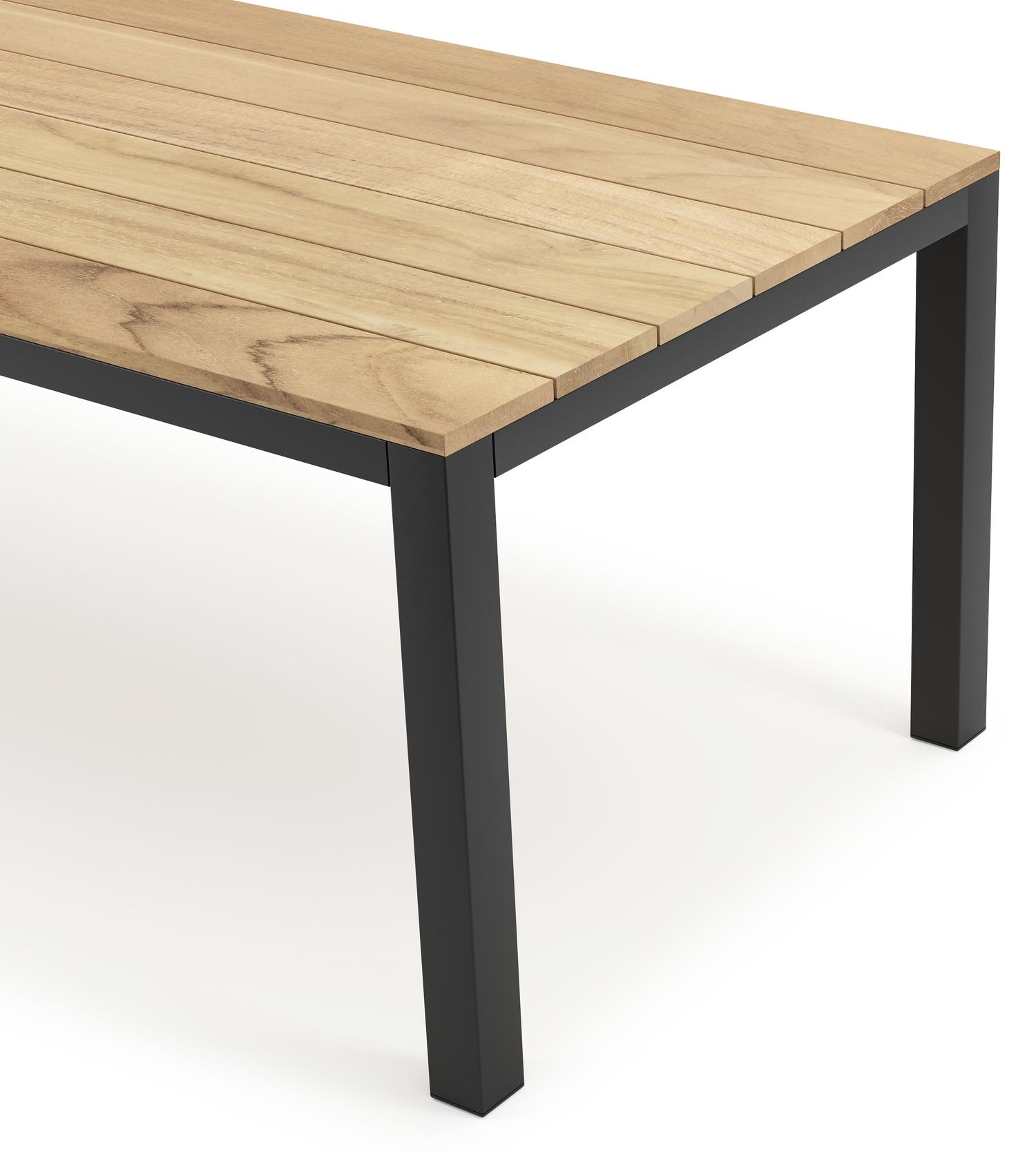 Capri tuintafel in zwart aluminium en teak - L 240 x B 100 x H 75,5 cm